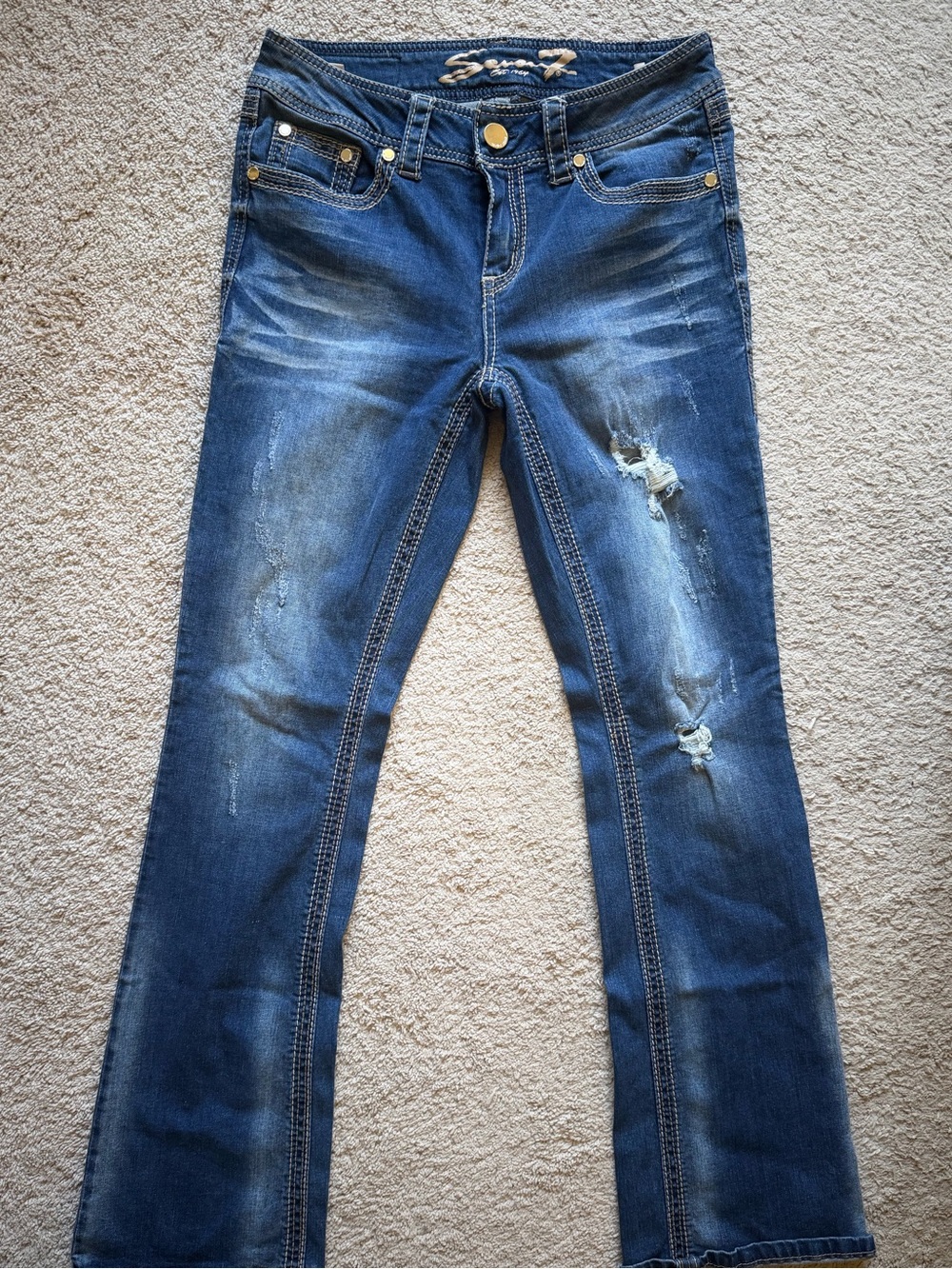 Seven7 Women’s Distressed Slim Bootcut Jeans